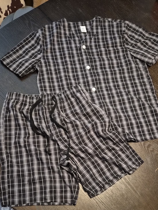 croft & barrow Other - Black and White Plaid Short Sleeve Mens Pj Set